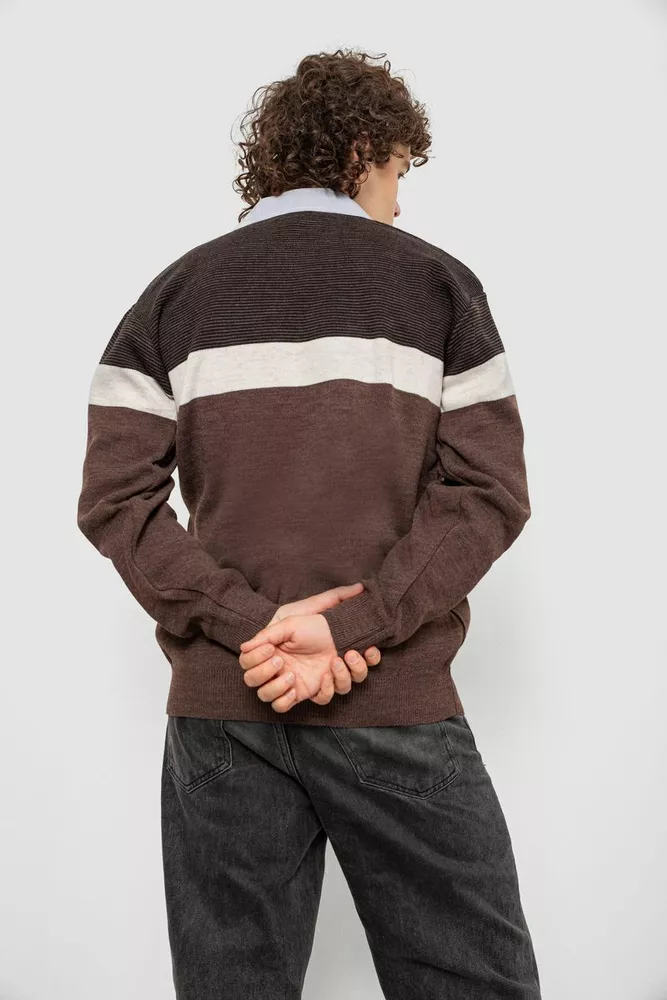 Купить Свитер-обманка мужской, цвет коричневый, 161R913 - Фото №3