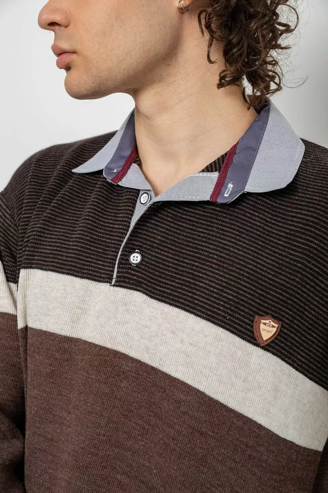 Купить Свитер-обманка мужской, цвет коричневый, 161R913 - Фото №4