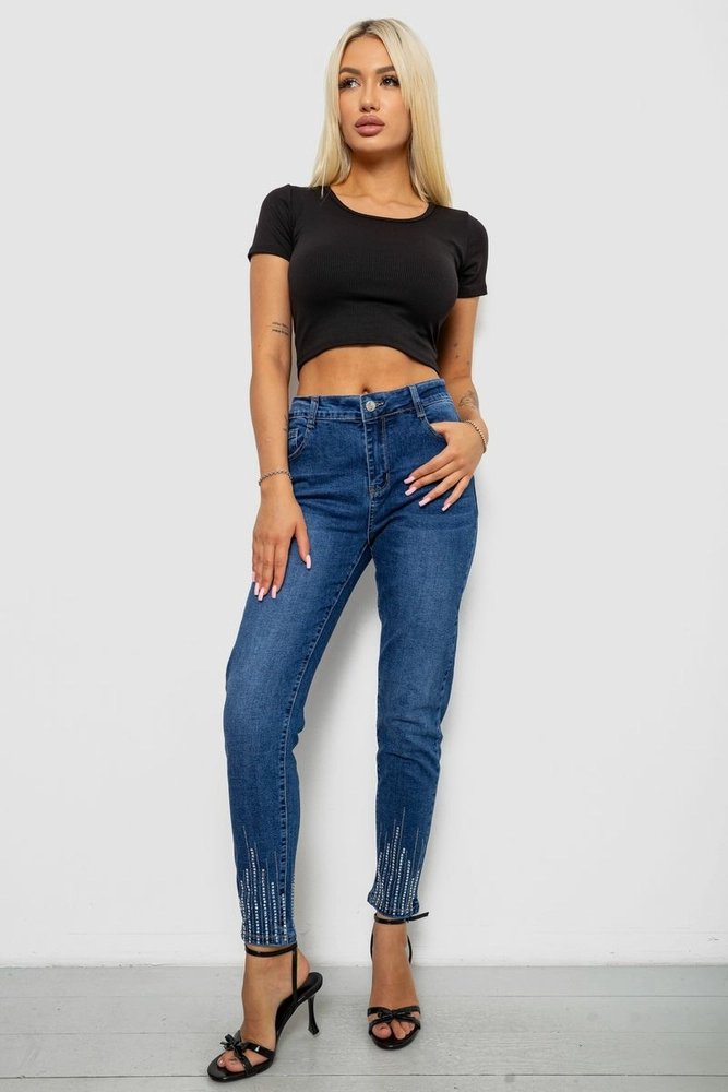 Купить Джинсы женские однотонные Skinny, цвет синий, 244R7217 - Фото №2