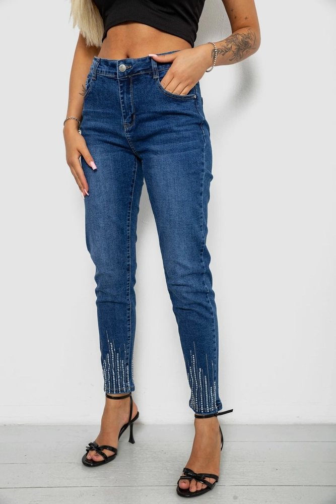 Купить Джинсы женские однотонные Skinny, цвет синий, 244R7217 - Фото №3