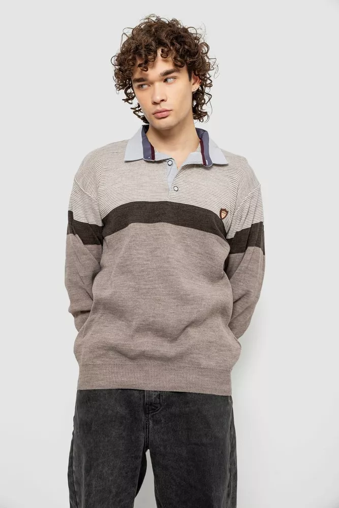Купить Свитер-обманка мужской, цвет мокко, 161R913 - Фото №1