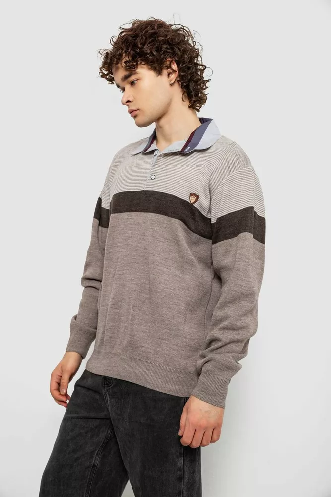 Купить Свитер-обманка мужской, цвет мокко, 161R913 - Фото №3