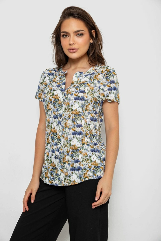 Купить Блуза с принтом, цвет джинс, 230R1508-1 оптом - Фото №3