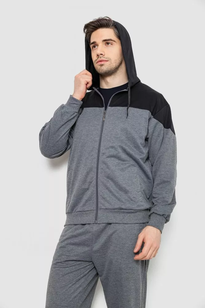 Купити Спорт костюм чоловічий, колір сіро-чорний, 244R988 оптом - Фото №4