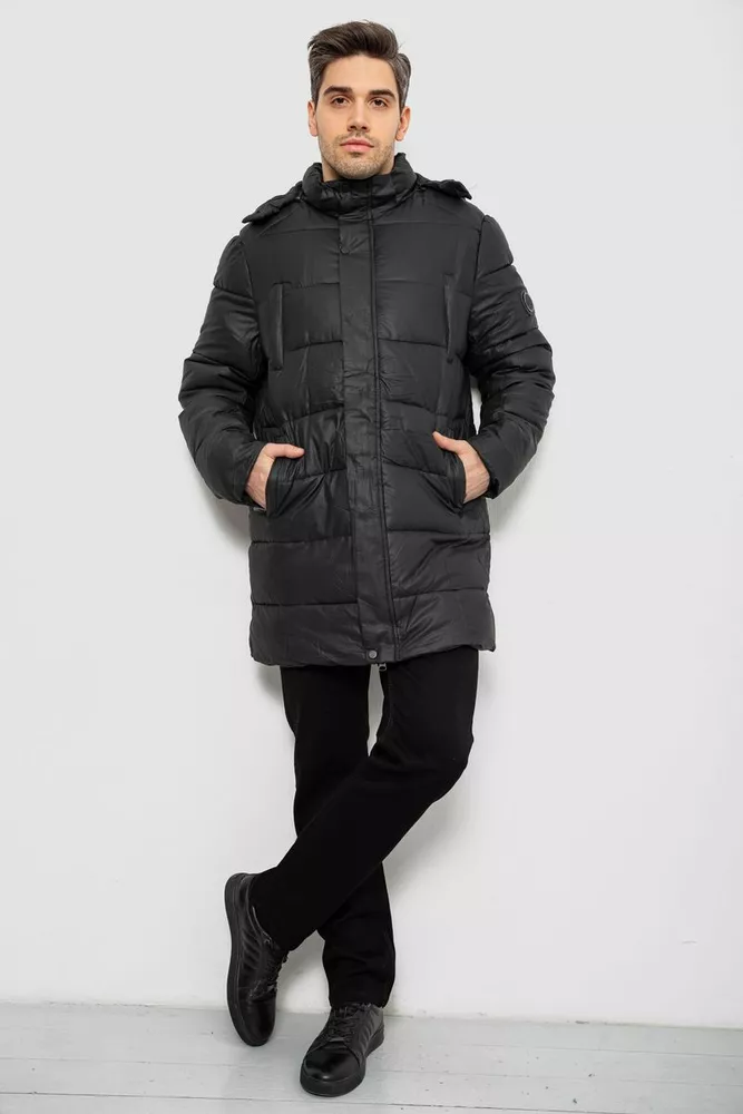 Купити Куртка чоловіча зимова подовжена  -уцінка, колір чорний, 244RH76-10-U - Фото №3
