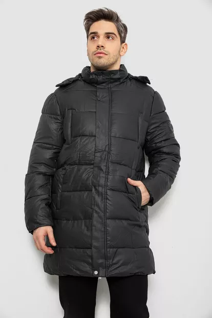 Куртка мужская зимняя удлиненная  -уценка, цвет черный, 244RH76-10-U