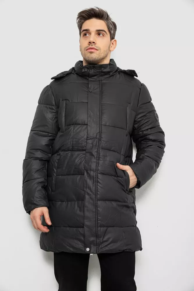Купити Куртка чоловіча зимова подовжена  -уцінка, колір чорний, 244RH76-10-U - Фото №1
