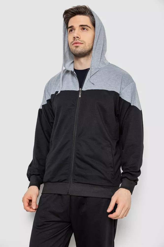 Купити Спорт костюм чоловічий, колір чорно-сірий, 244R988 - Фото №4