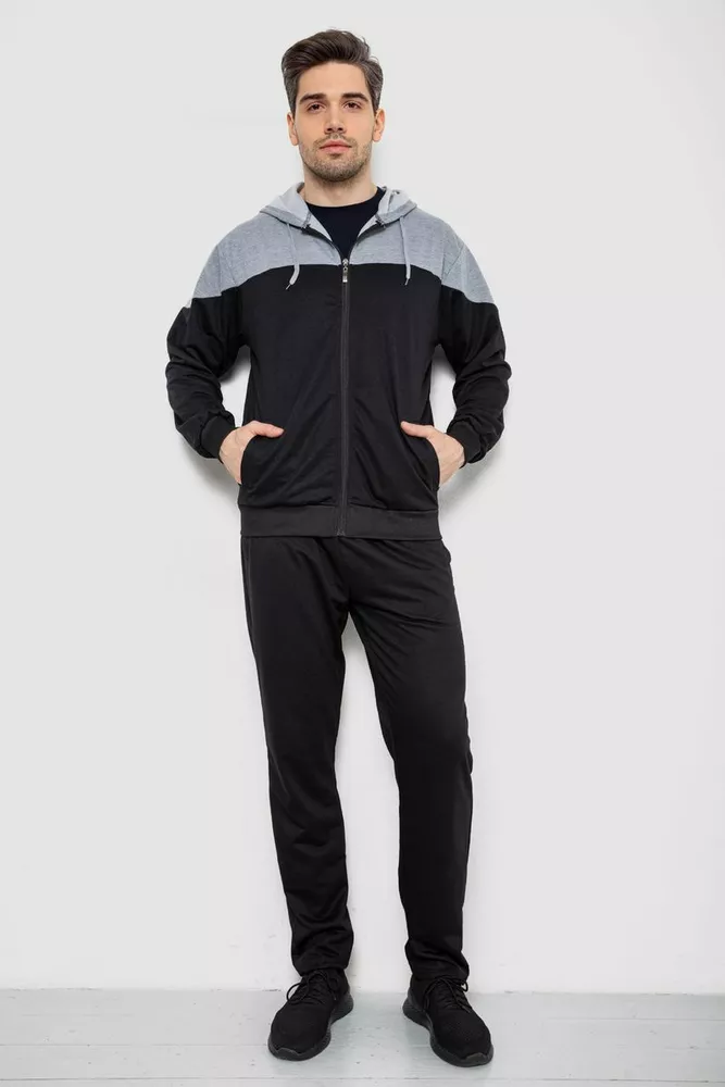 Купити Спорт костюм чоловічий, колір чорно-сірий, 244R988 - Фото №1