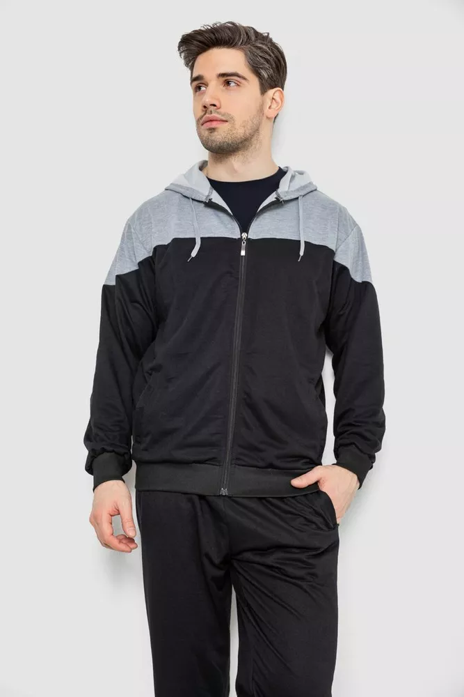Купити Спорт костюм чоловічий, колір чорно-сірий, 244R988 - Фото №2