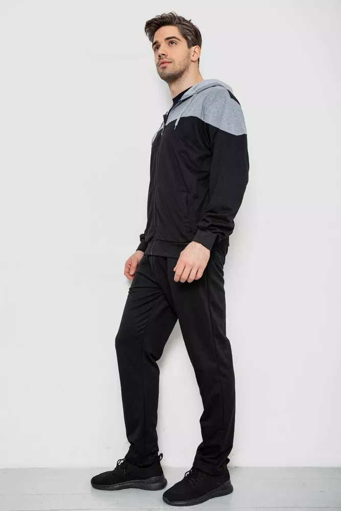 Купити Спорт костюм чоловічий, колір чорно-сірий, 244R988 - Фото №3