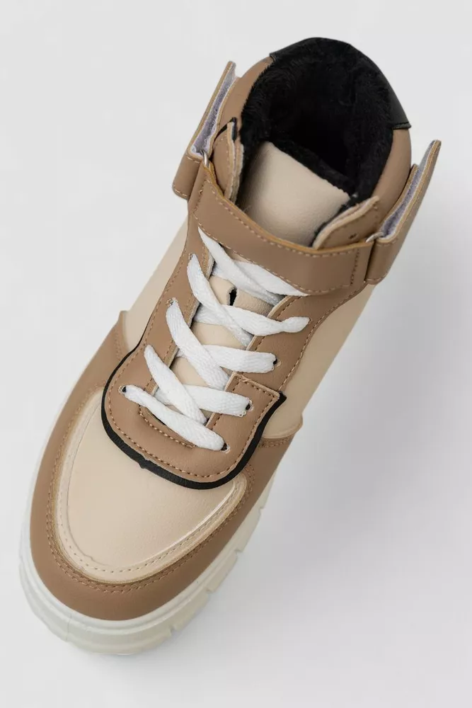 Купити Кросівки жіночі зимові на хутрі  -уцінка, колір бежево-чорний, 248RMB04-93-U - Фото №2