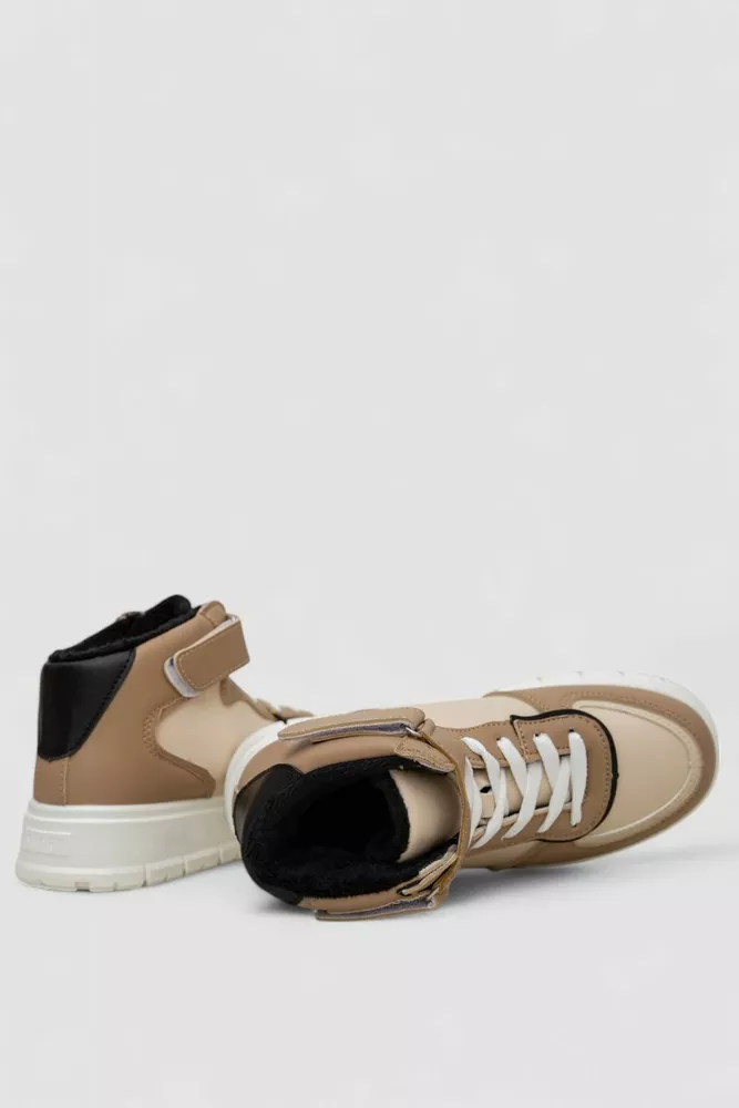 Купити Кросівки жіночі зимові на хутрі  -уцінка, колір бежево-чорний, 248RMB04-93-U - Фото №5