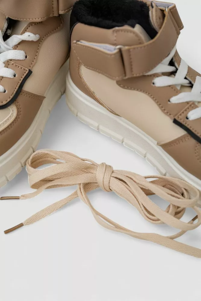 Купити Кросівки жіночі зимові на хутрі  -уцінка, колір бежево-чорний, 248RMB04-93-U - Фото №8