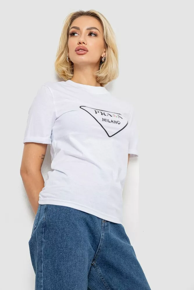 Купить Футболка женская с принтом  -уценка, цвет белый, 238R57485-U-4 - Фото №3