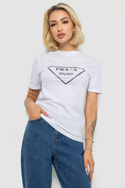 Футболка женская с принтом  -уценка, цвет белый, 238R57485-U-4