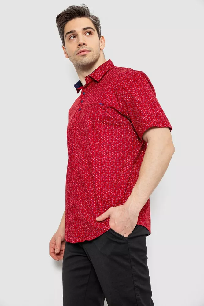 Купить Рубашка мужская с принтом, цвет бордовый, 186R7313 - Фото №3