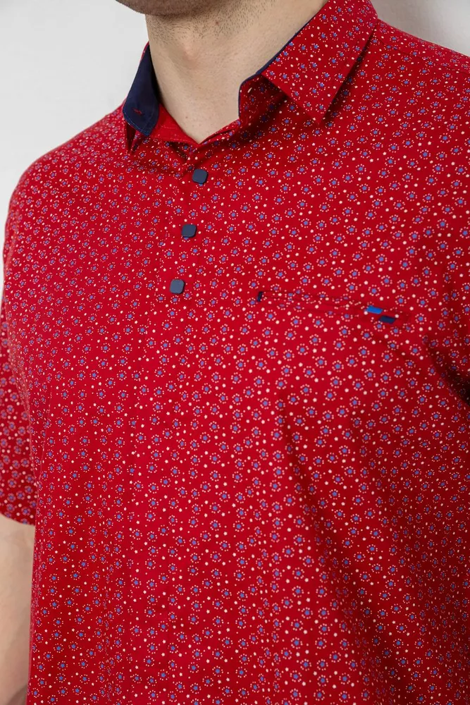 Купить Рубашка мужская с принтом, цвет бордовый, 186R7313 - Фото №5