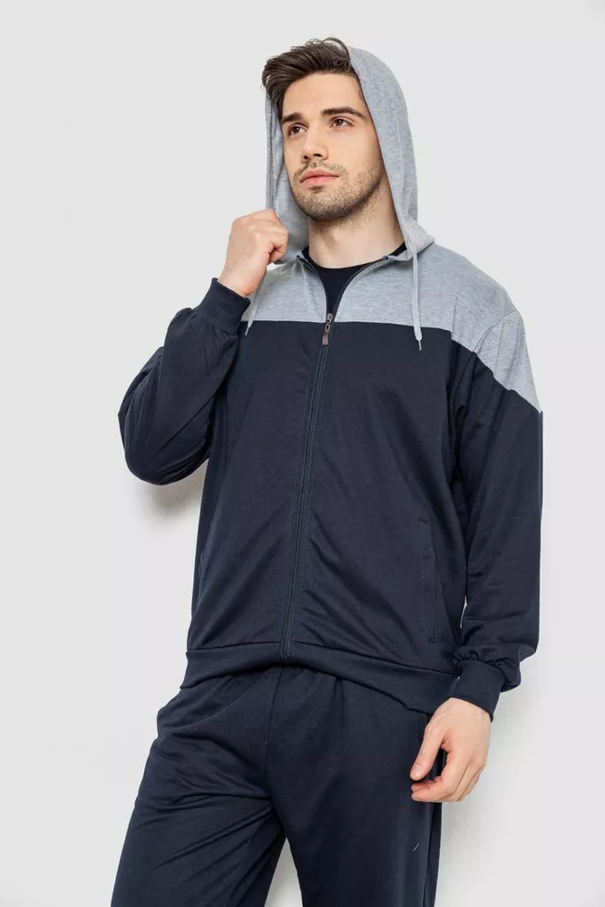 Купити Спорт костюм чоловічий, колір сіро-синій, 244R988 - Фото №4