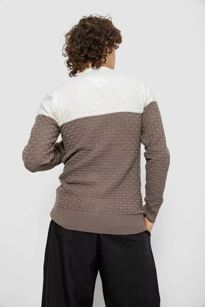 Купить Свитер мужской двухцветный, цвет молочно-коричневый, 161R1205 - Фото №4
