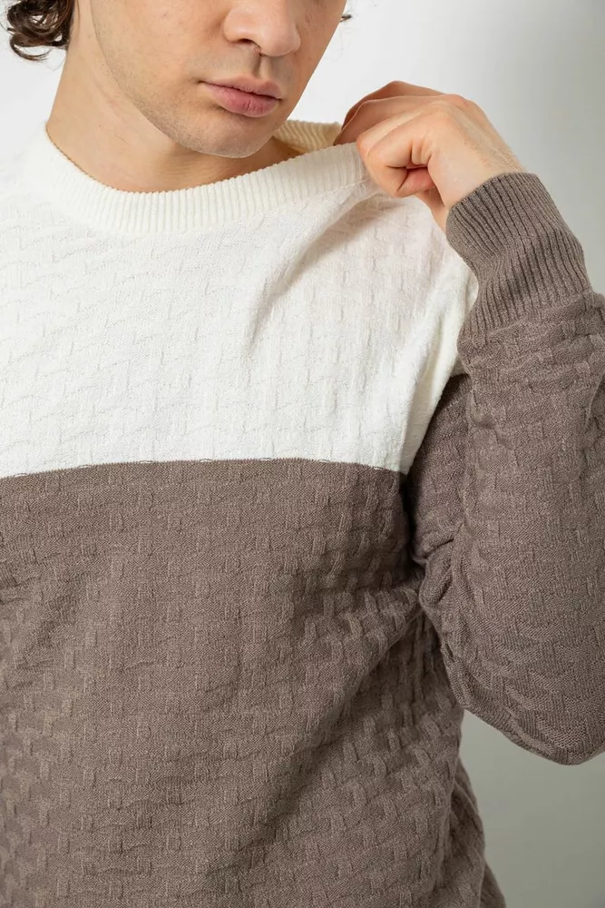 Купить Свитер мужской двухцветный, цвет молочно-коричневый, 161R1205 - Фото №5