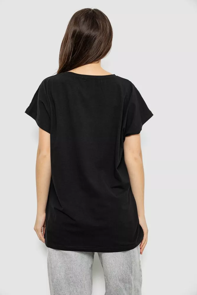 Купити Футболка жіноча з принтом, колір чорний, 244R3002 оптом - Фото №4
