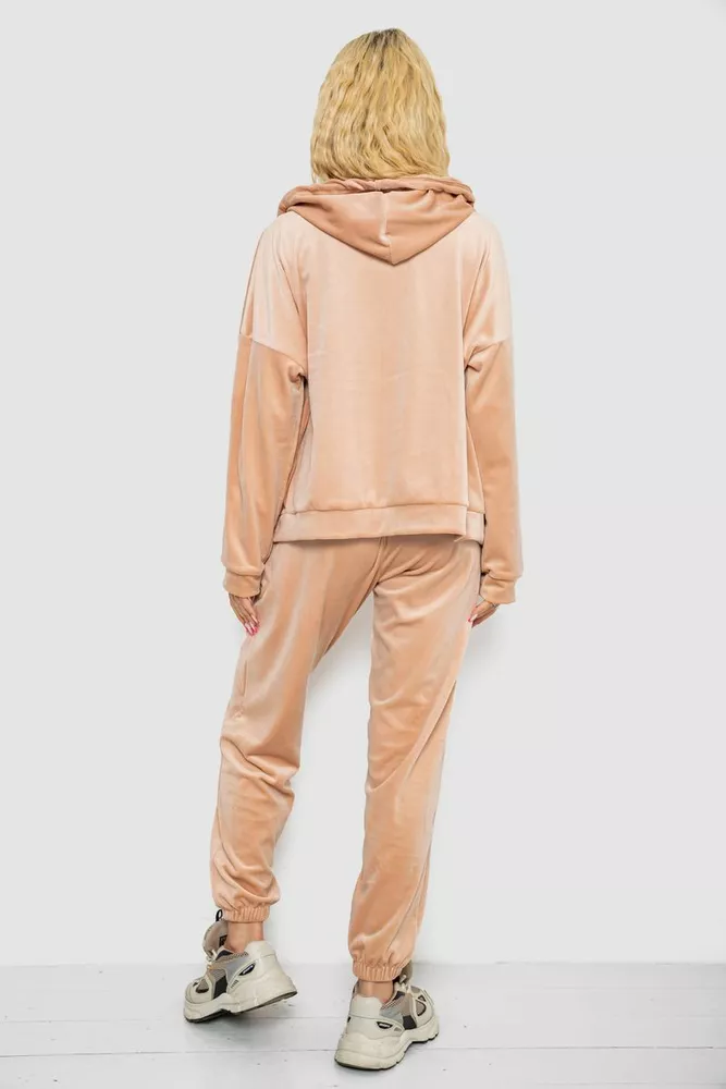 Купити Спортивний костюм жіночий велюровий  -уцінка, колір світло-бежевий, 238R107-1-U-2 - Фото №4