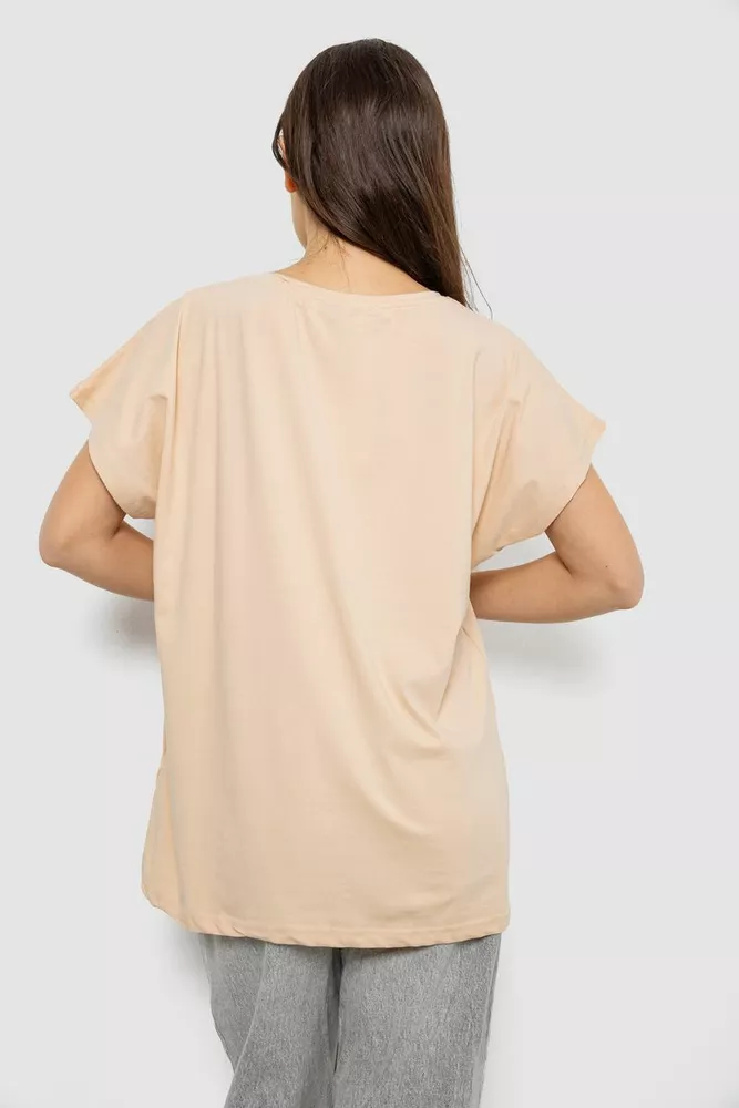 Купити Футболка жіноча з принтом, колір світло-бежевий, 244R3002 оптом - Фото №4