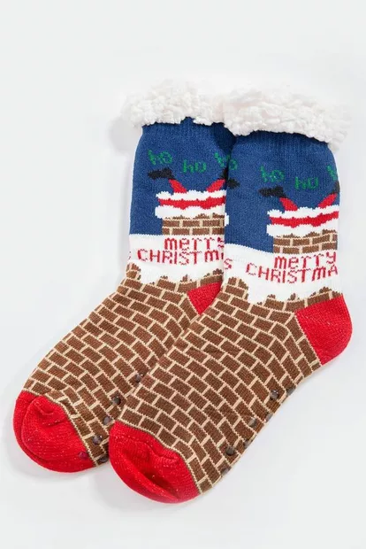 Носки-валенки  теплые, шерстяные, цвет коричнево-синий, 151R2035