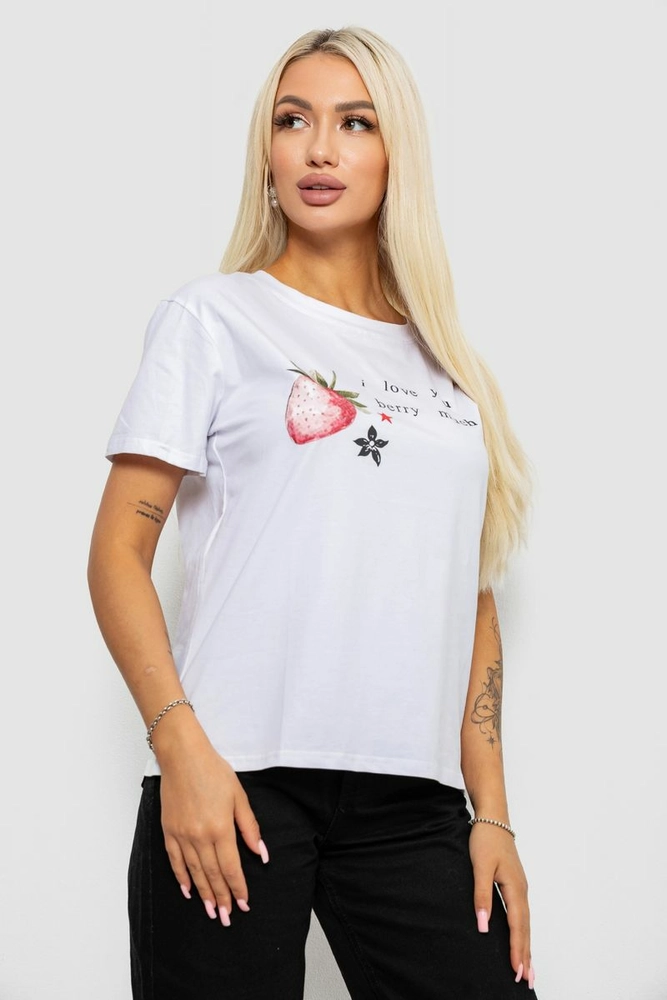 Купить Футболка женская с принтом, цвет белый, 221R5066 - Фото №3