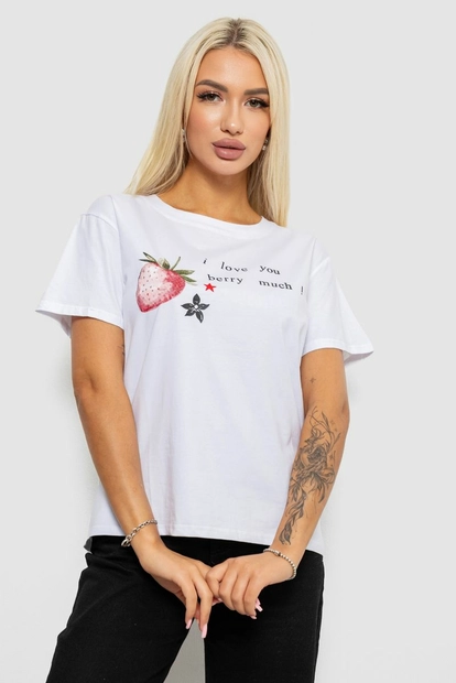 Футболка женская с принтом, цвет белый, 221R5066
