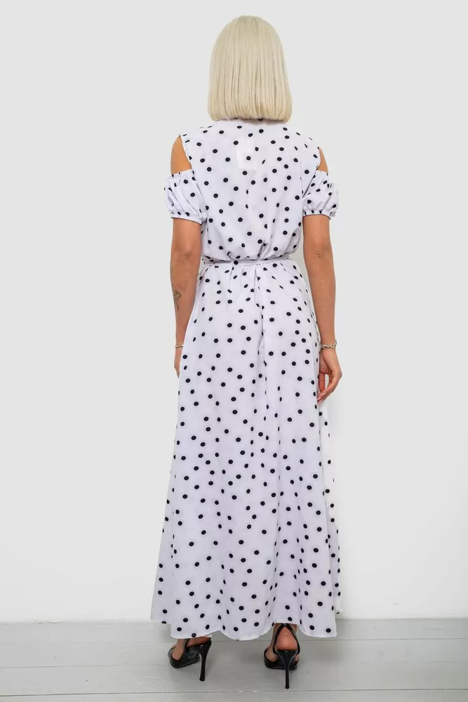 Купити Сукня жіноча на запах у горошок софт, колір білий, 257R358 - Фото №4
