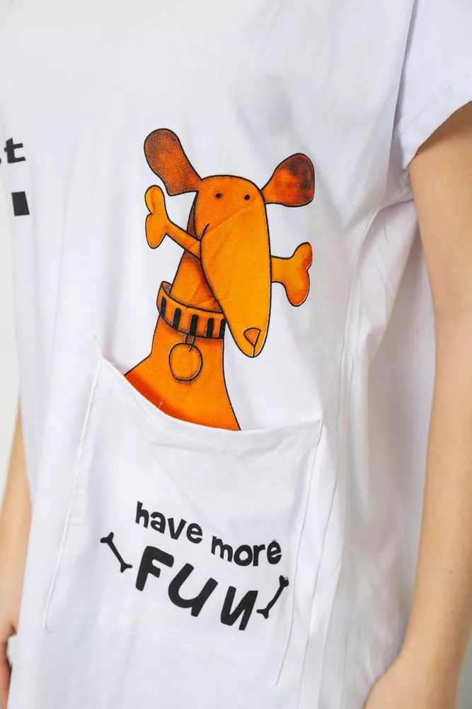 Купити Футболка жіноча з принтом, колір білий, 244R3002 оптом - Фото №5