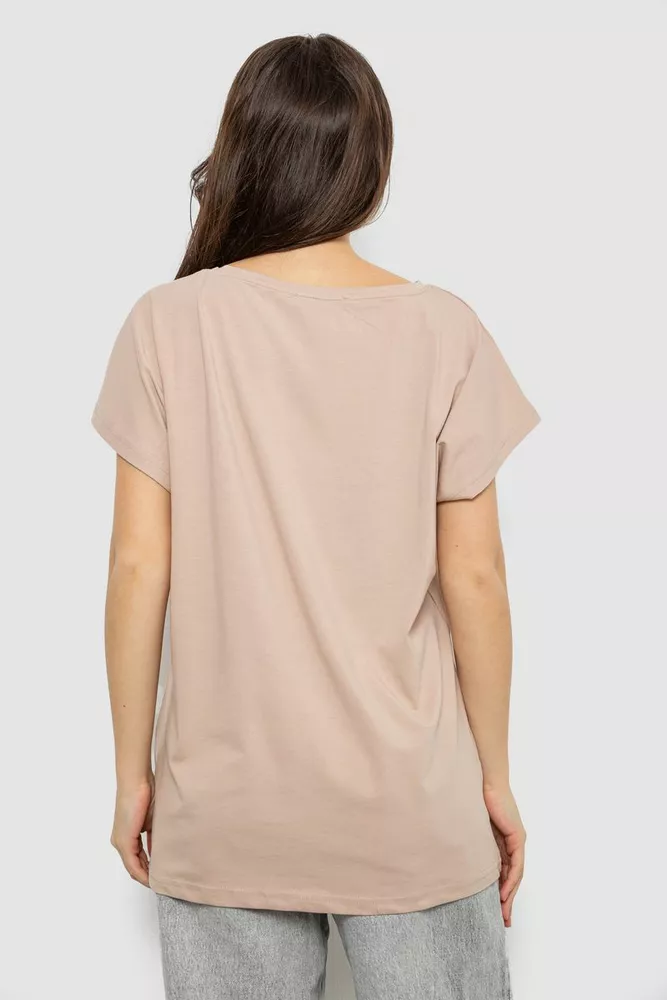Купити Футболка жіноча з принтом, колір бежевий, 244R3002 оптом - Фото №4
