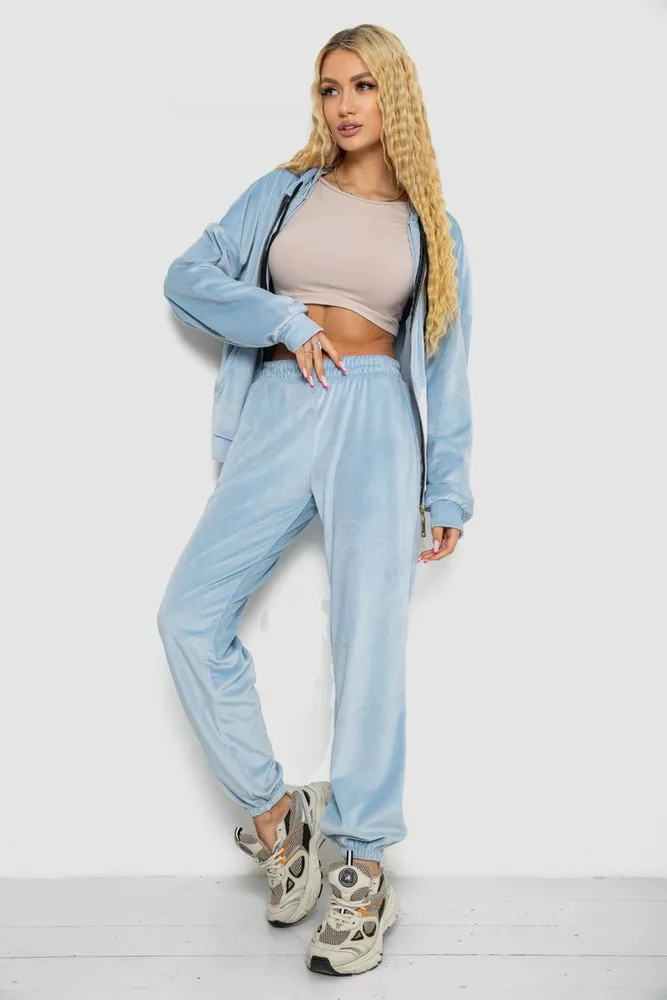 Купить Спортивный костюм женский велюровый  -уценка, цвет голубой, 238R107-1-U-3 - Фото №3