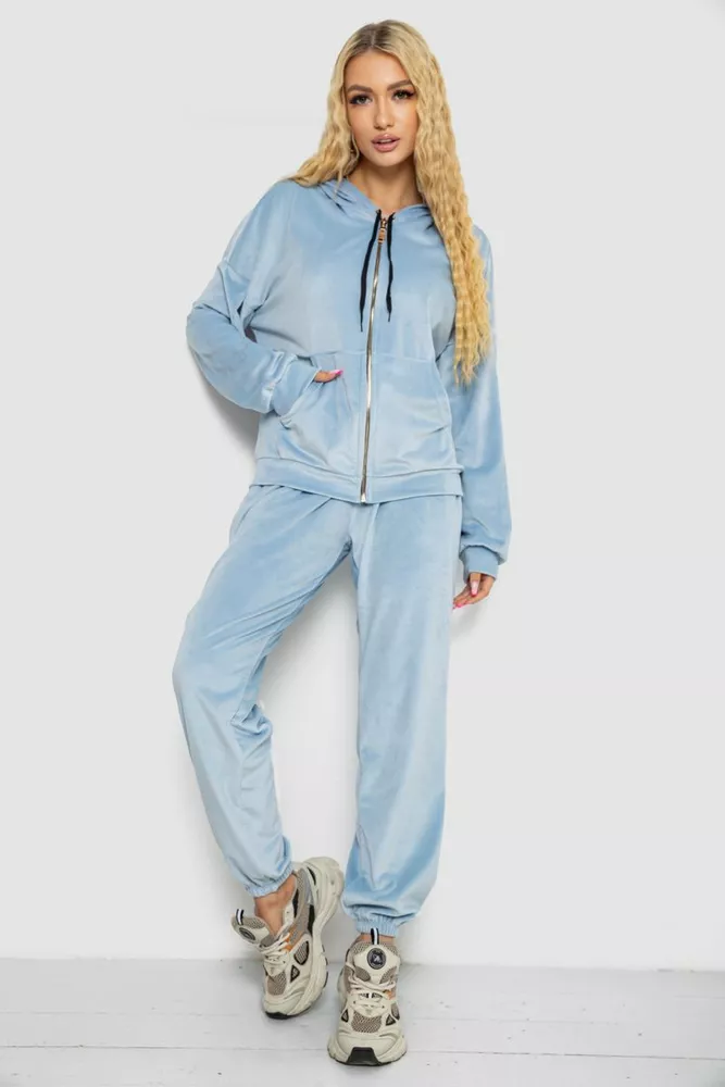 Купить Спортивный костюм женский велюровый  -уценка, цвет голубой, 238R107-1-U-3 - Фото №1