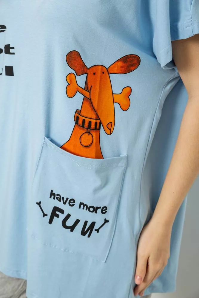 Купить Футболка женская с принтом, цвет голубой, 244R3002 - Фото №5