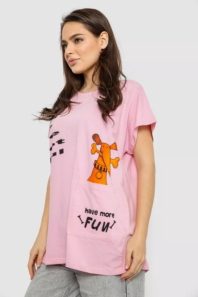 Купити Футболка жіноча з принтом, колір рожевий, 244R3002 оптом - Фото №3