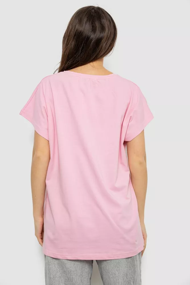 Купити Футболка жіноча з принтом, колір рожевий, 244R3002 оптом - Фото №4
