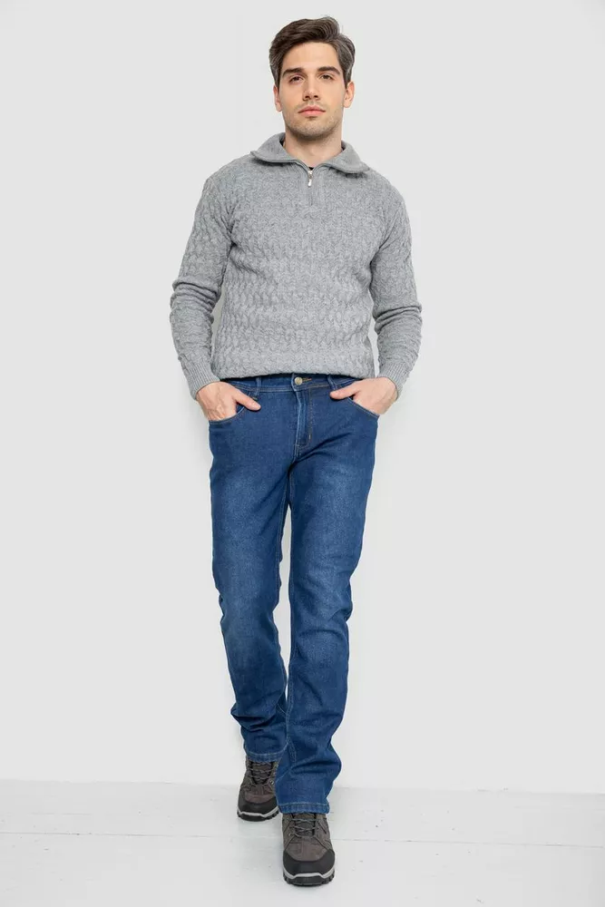 Купить Джинсы мужские на флисе  -уценка, цвет синий, 254R2410-U - Фото №2