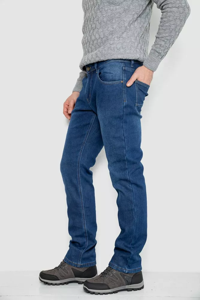 Купить Джинсы мужские на флисе  -уценка, цвет синий, 254R2410-U - Фото №3