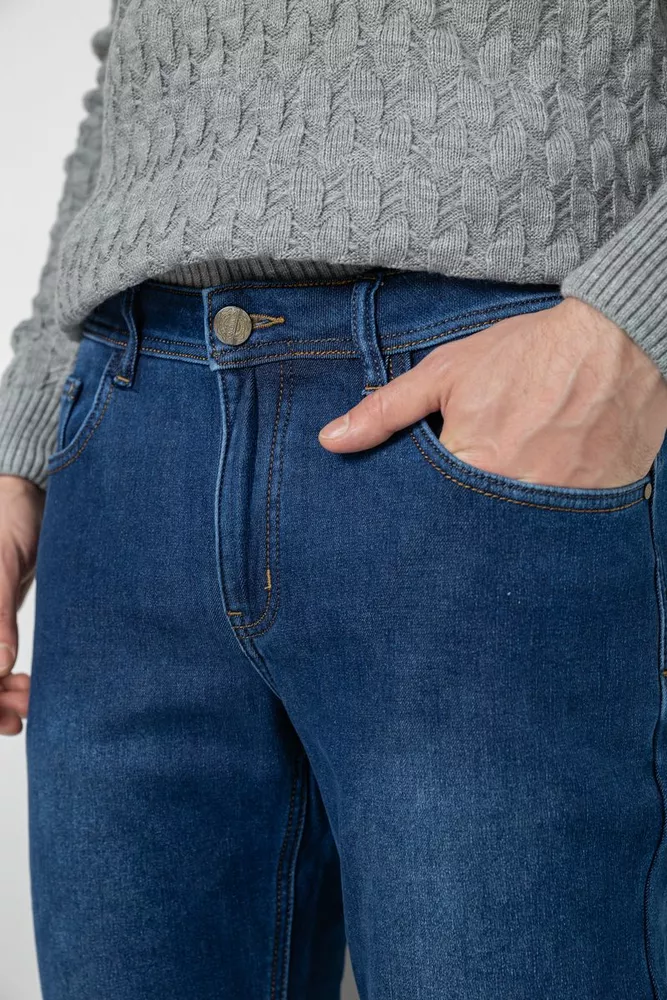 Купить Джинсы мужские на флисе  -уценка, цвет синий, 254R2410-U - Фото №5