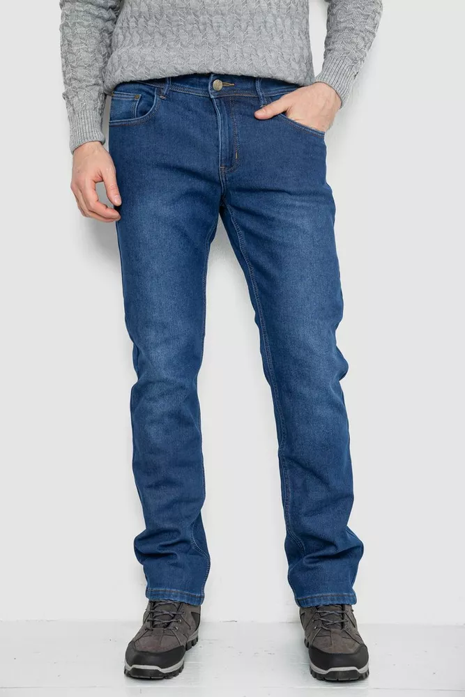 Купить Джинсы мужские на флисе  -уценка, цвет синий, 254R2410-U - Фото №1
