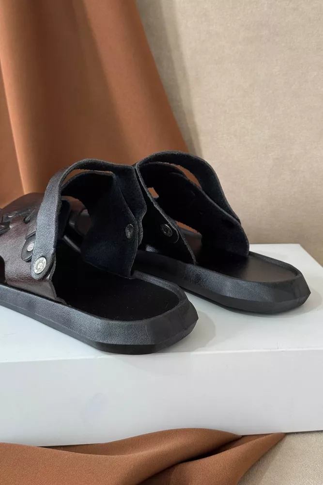 Купити Сандалії чоловічі, колір чорно-коричневий, 214R75 - Фото №4