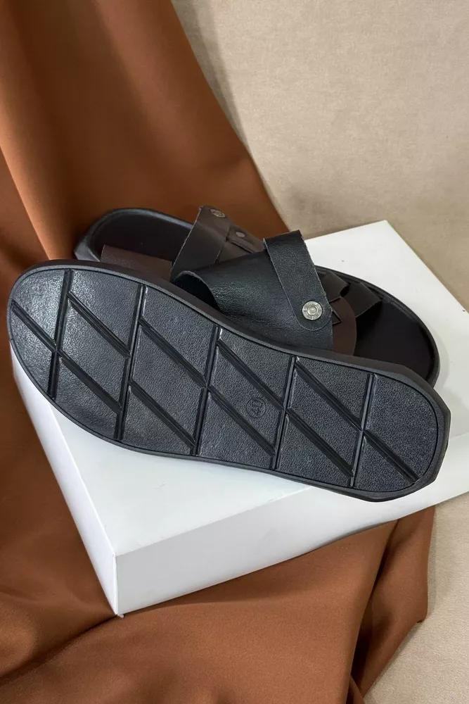 Купити Сандалії чоловічі, колір чорно-коричневий, 214R75 - Фото №5