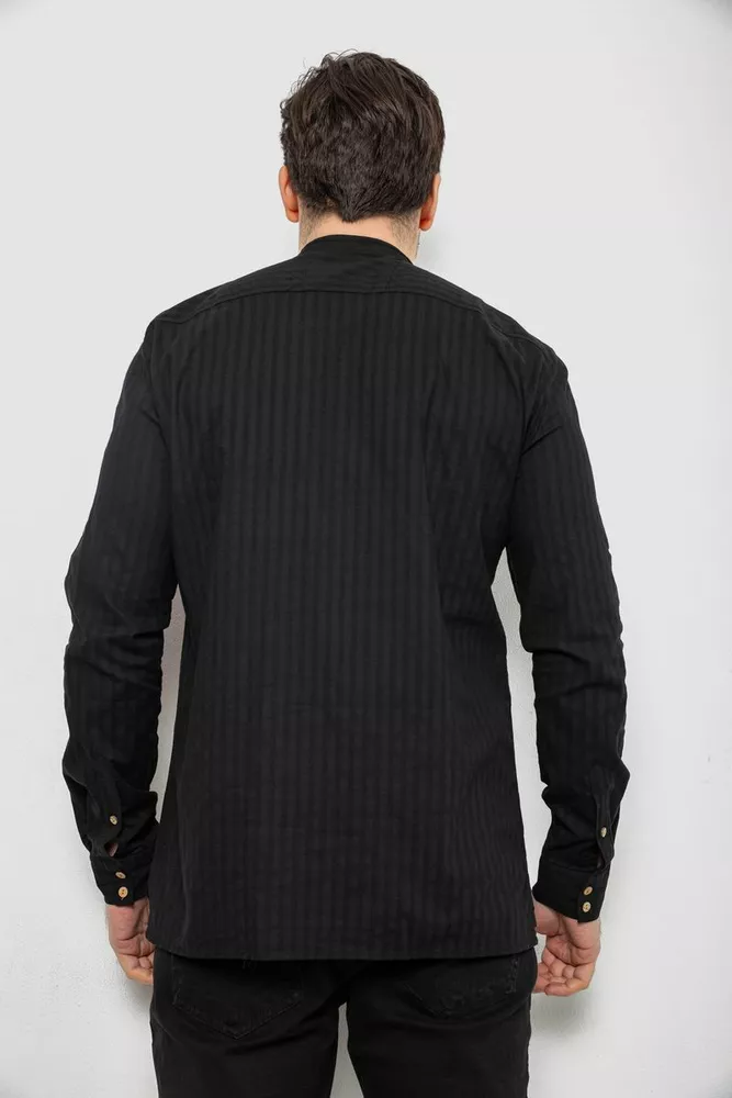 Купити Сорочка чоловіча однотонна з принтом, колір чорний, 186R2077 - Фото №4