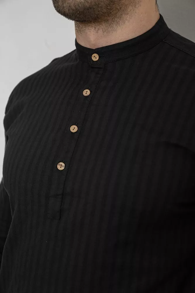 Купити Сорочка чоловіча однотонна з принтом, колір чорний, 186R2077 - Фото №5