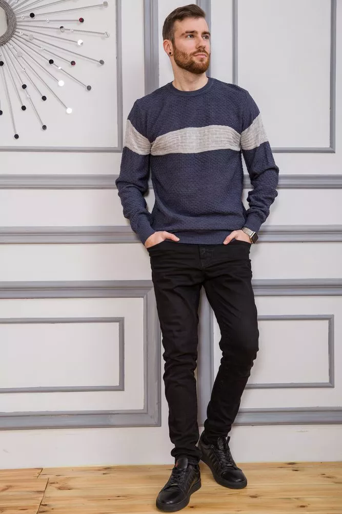 Купити Светр чоловічий, колір джинс, 161R730 - Фото №2