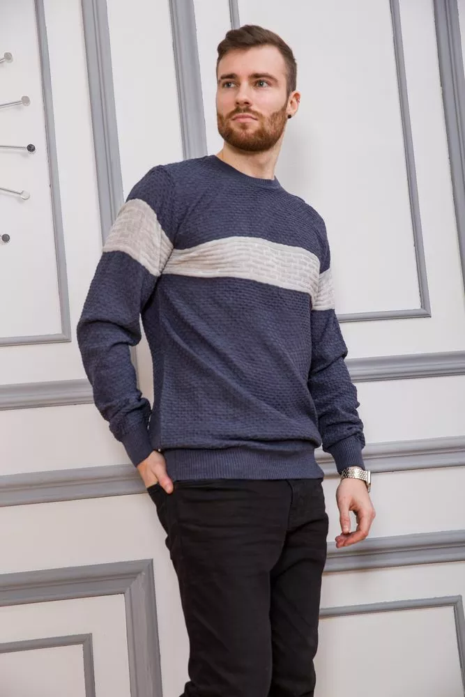 Купити Светр чоловічий, колір джинс, 161R730 - Фото №3