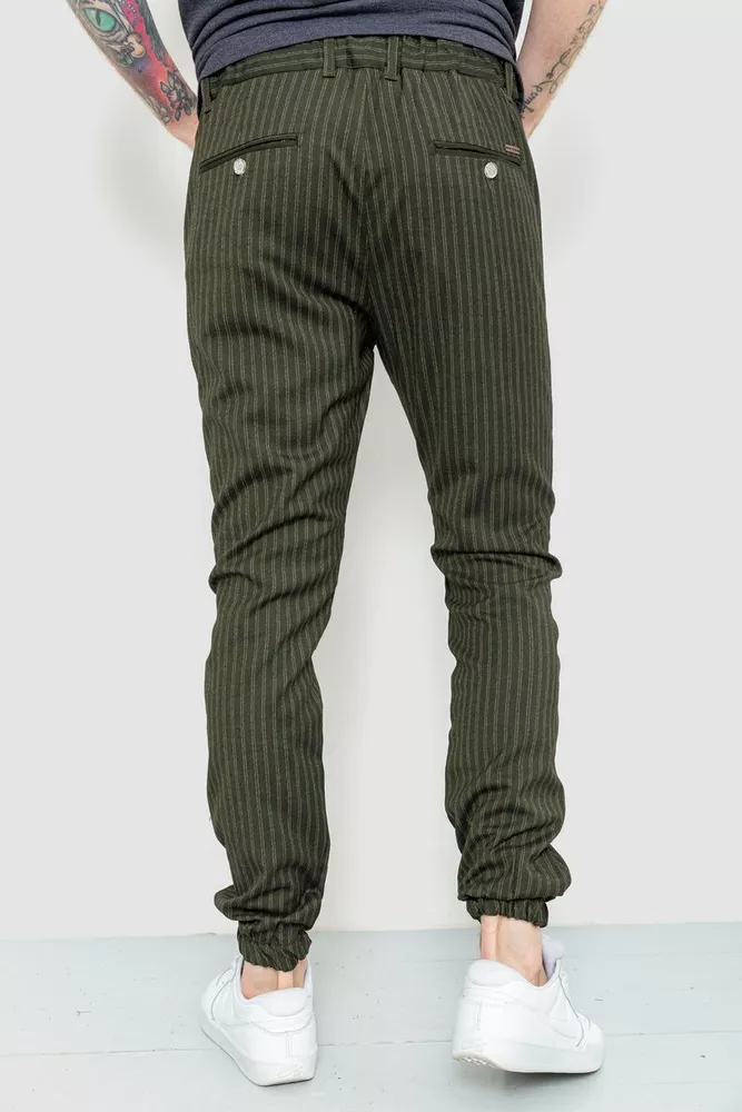Купити Чоловічі штани в смужку, колір хакі, 157R2003 - Фото №4